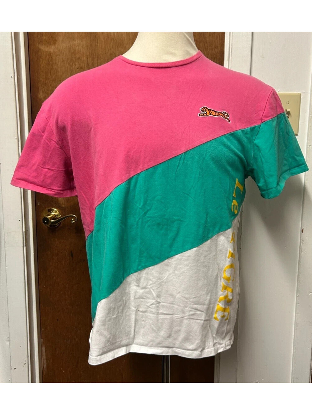 Le Tigre Polo Multicolor Men's Size Large Spell Out Tiger Logo T-Shirt
